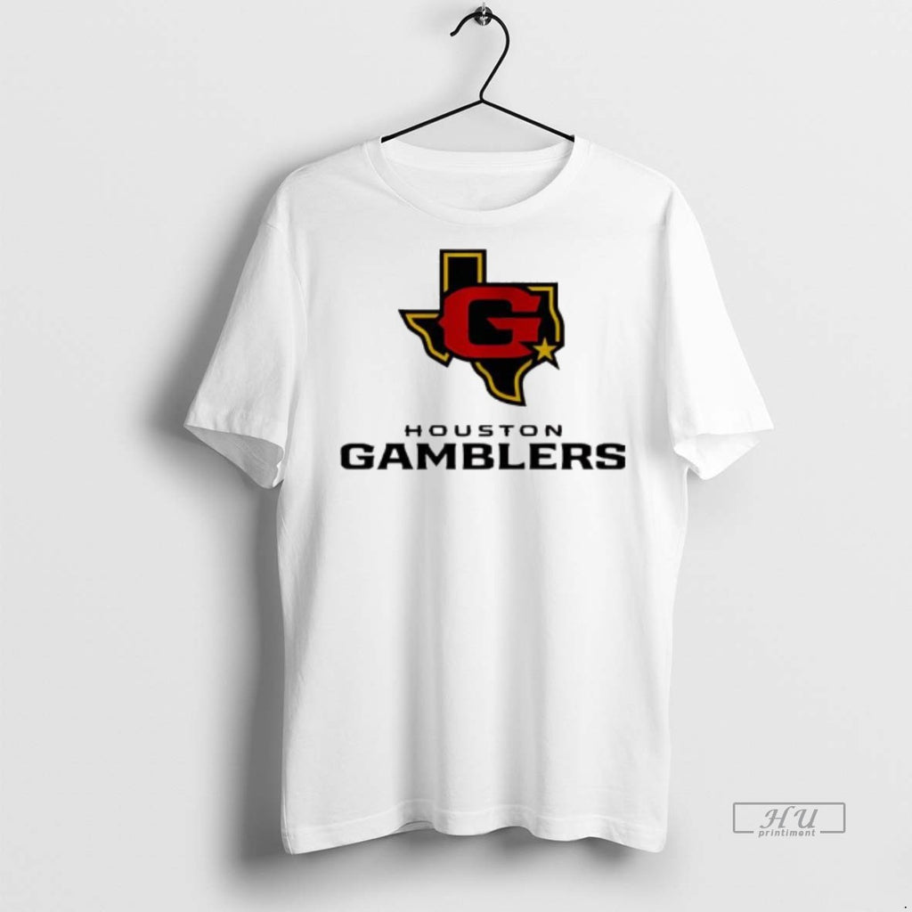 Officials Houston Gamblers Lockup Logo Tee Shirt Sweater