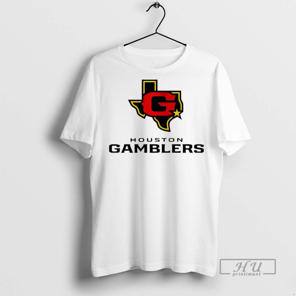 Officials Houston Gamblers Lockup Logo T Shirts Sweatshirt Hoodies