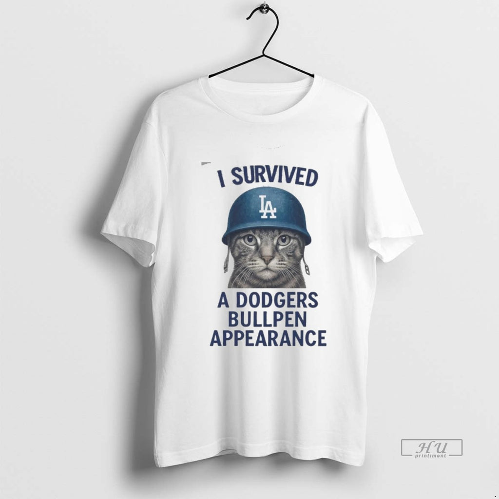 Officials I Survived Los Angeles Dodgers Bullpen Appearance Lets Go Dodgers Cat Tee Shirt Sweater