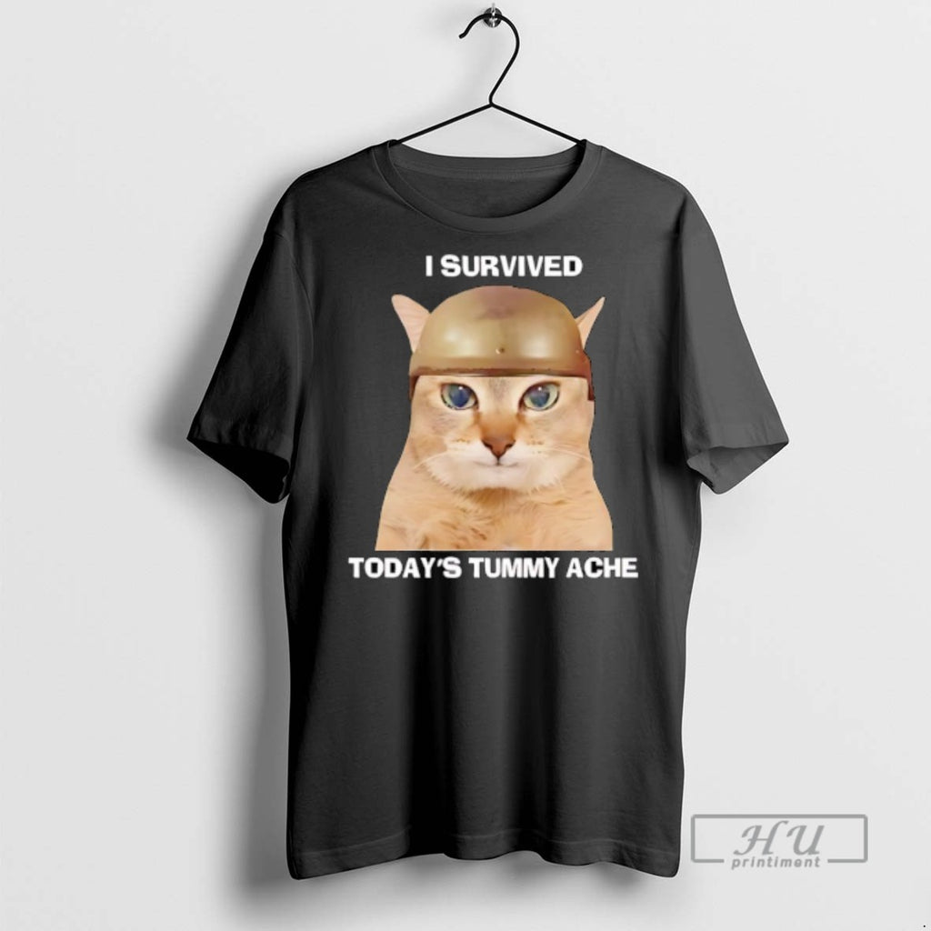 Officials I Survived Todays Tummy Ache Cat Army T Shirt