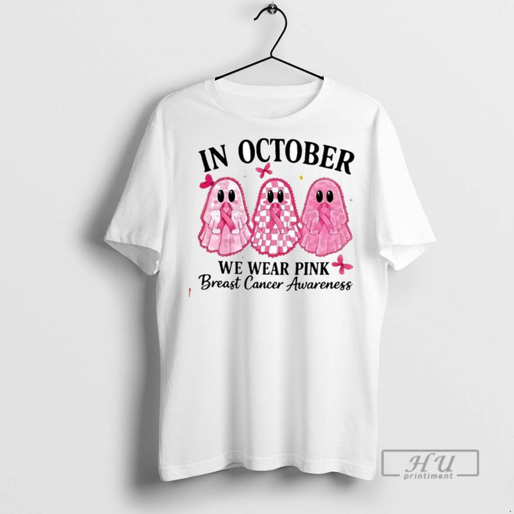 Officials In October We Wear Pink Breast Cancer Awareness Halloween Pink Ghost Retro Breast Cancer