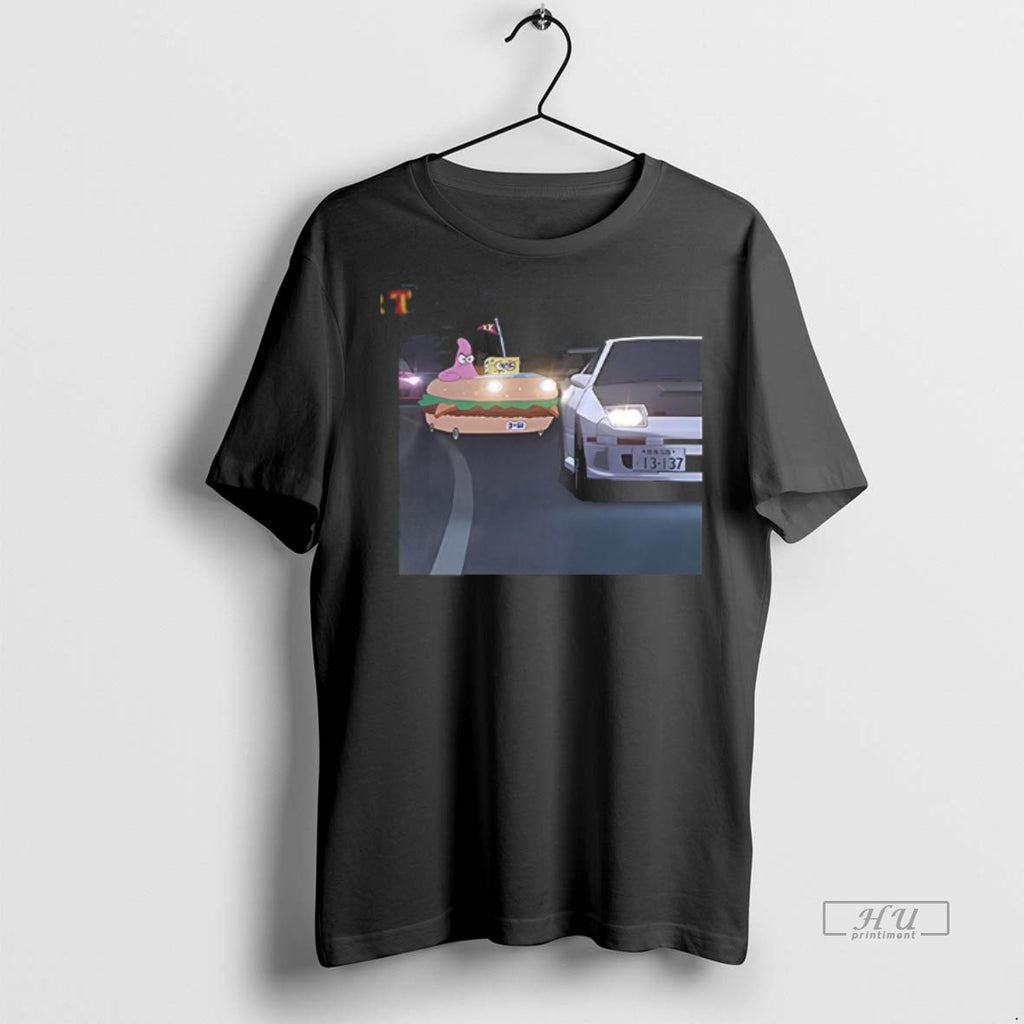Officials Initial D Spongebob And Patrick Bikini Bottom Drift Club Tee Shirt Sweater