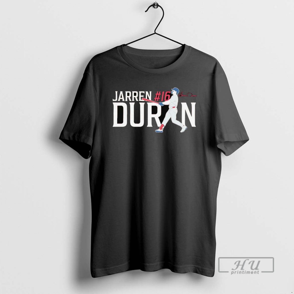 Officials Jarren Duran 16 Batting Signature Boston Red Sox T Shirt