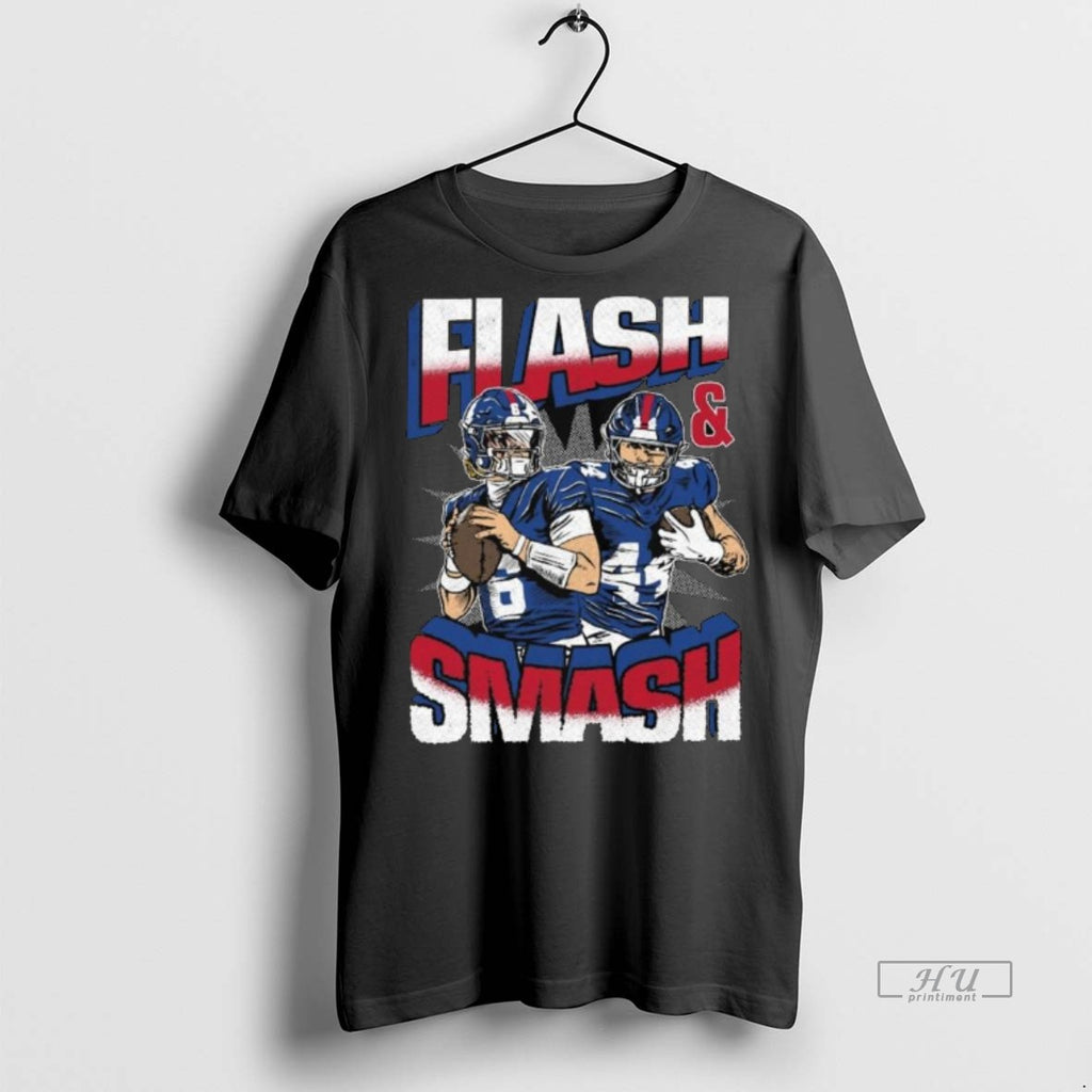 Officials Jaxson Dart And Cam Skattebo Flash And Smash New York Giants 2025 Long Sleve