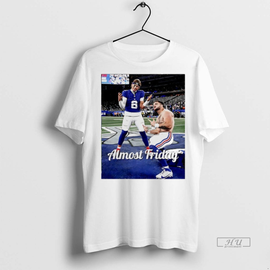 Officials Jaxson Dart And Cam Skattebo New York Giants Almost Friday Tee Shirt Sweater