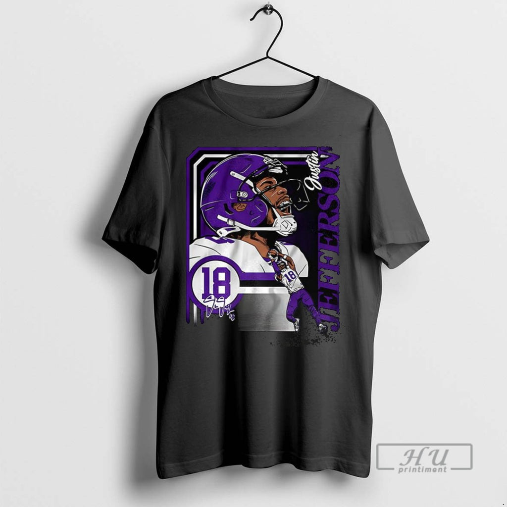 Officials Justin Jefferson Minnesota Vikings Football Collage Frame Number 18 Signature T Shirt