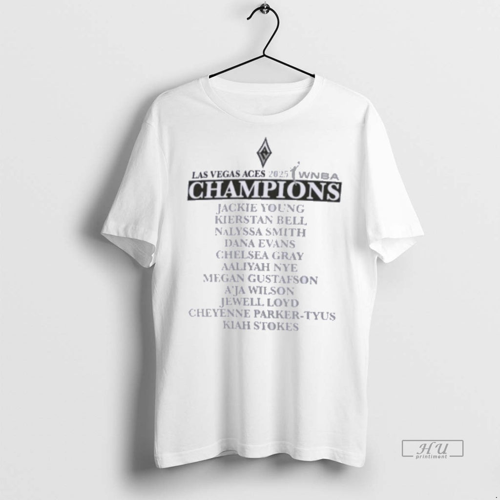 Officials Las Vegas Aces 2025 Wnba Finals Champions Team Roster Tee Shirt Sweater