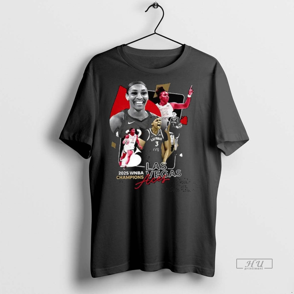 Officials Las Vegas Aces Aja Wilson 2025 Wnba Champions Signature Tee Shirt Sweater