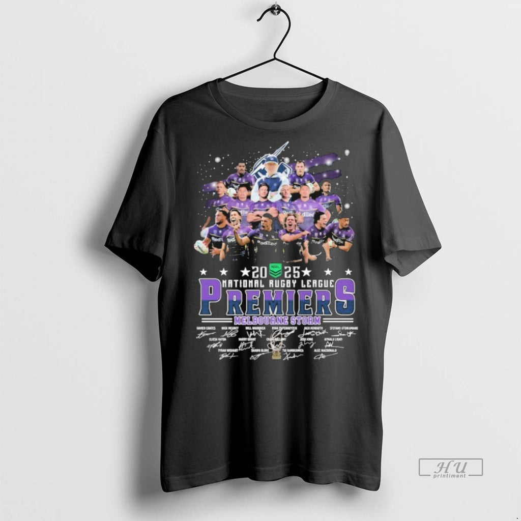 Officials Melbourne Storm Nrl National Rugby League Premiers 2025 Champions Players Signatures Tee Shirt Sweater