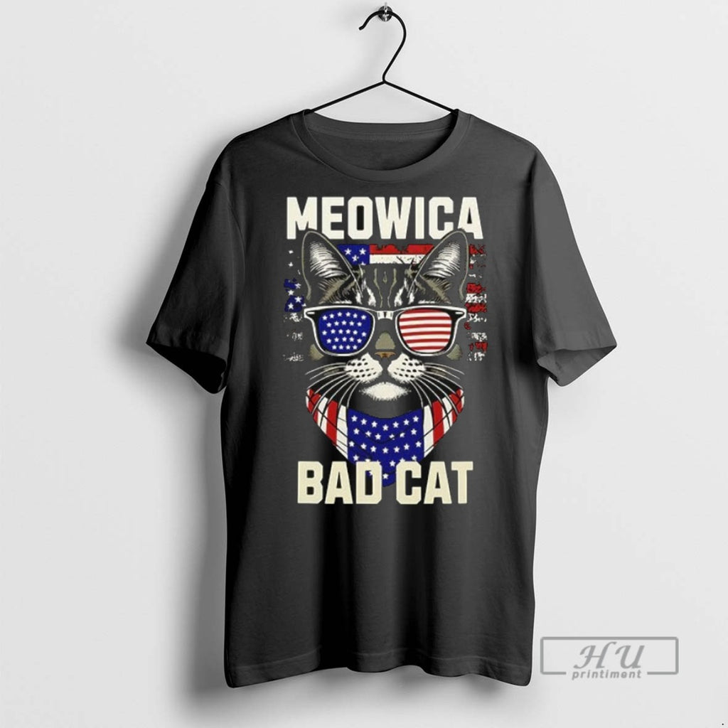 Officials Meowica Bad Cat Usa Flag Ceramic Ceramic And Classic Dad Cap T Shirts
