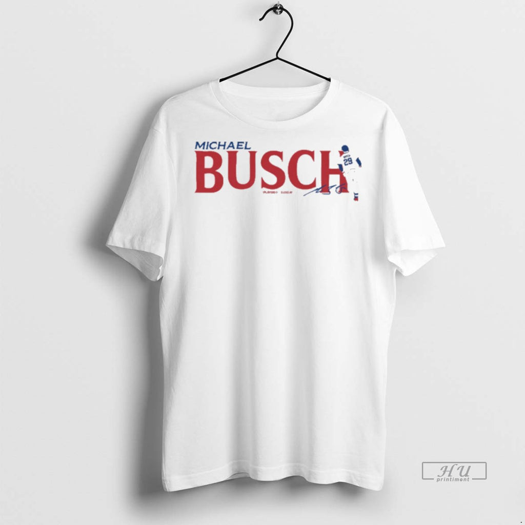 Officials Michael Busch Chicago Cubs Mlb Slash Line Signature Tee Shirt Sweater