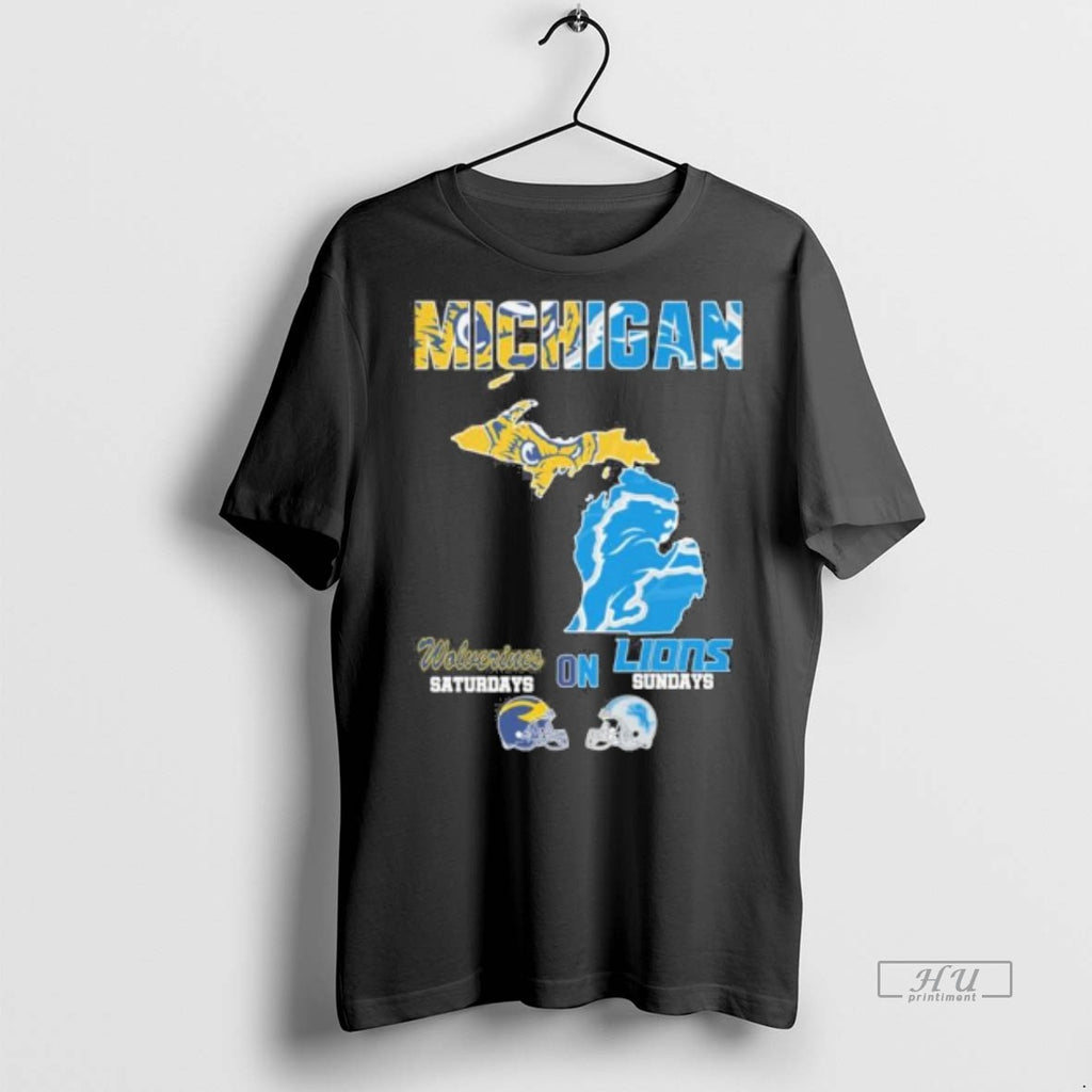 Officials Michigan Map With Wolverines And Lions T Shirt Sweater
