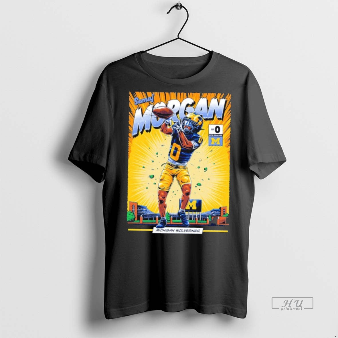 Officials Michigan Wolverines 0 Semaj Morgan Student Athlete Comic Tee Shirt Sweater