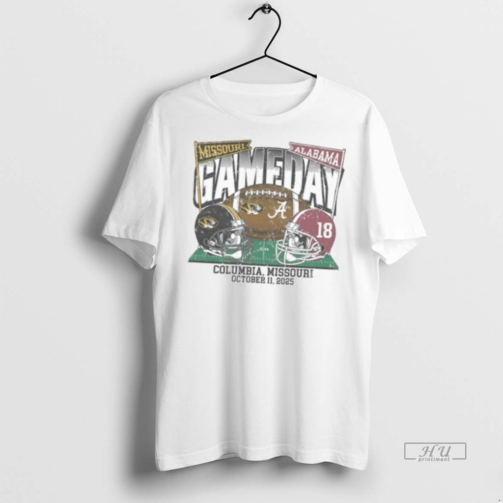 Officials Missouri Vs Alabama 2025 Gameday Matchup Helmet Tee Shirt Sweater