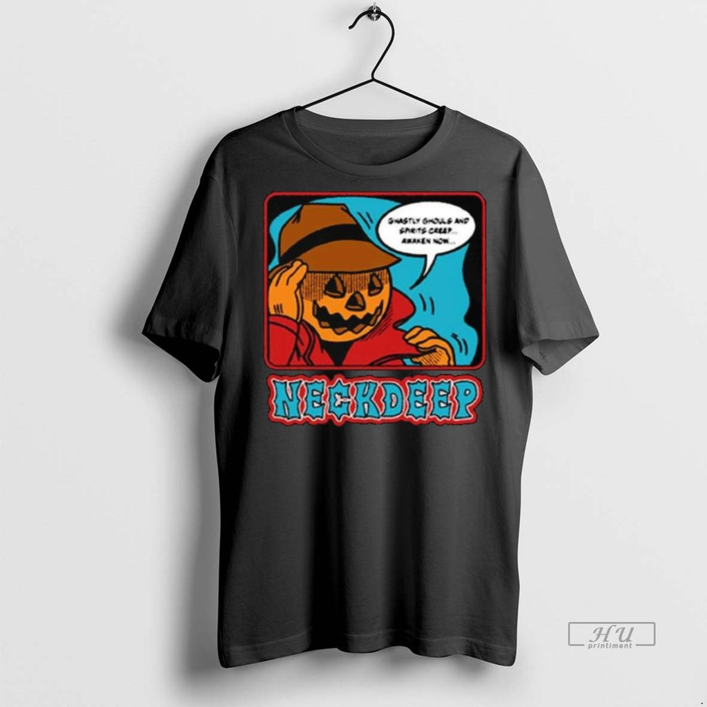Officials Neck Deep Pumpkin Guy Halloween 2025 Long Sleve Tee Shirt Sweater