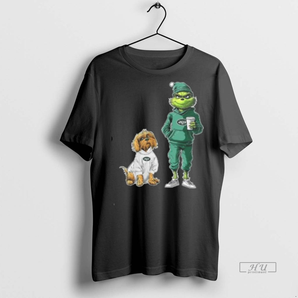 Officials New York Jets Grinch And Dog Christmas Football 2025 Tee Shirt Sweater