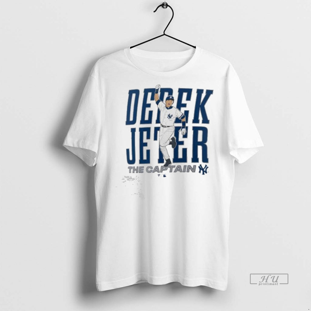 Officials New York Yankees Derek Jeter The Captain White Cooperstown Player Tee Shirt Sweater