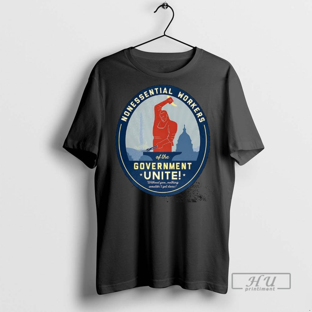 Officials Nonessential Workers Of The Government Unite Government Shutdown Logo Caricature T Shirt