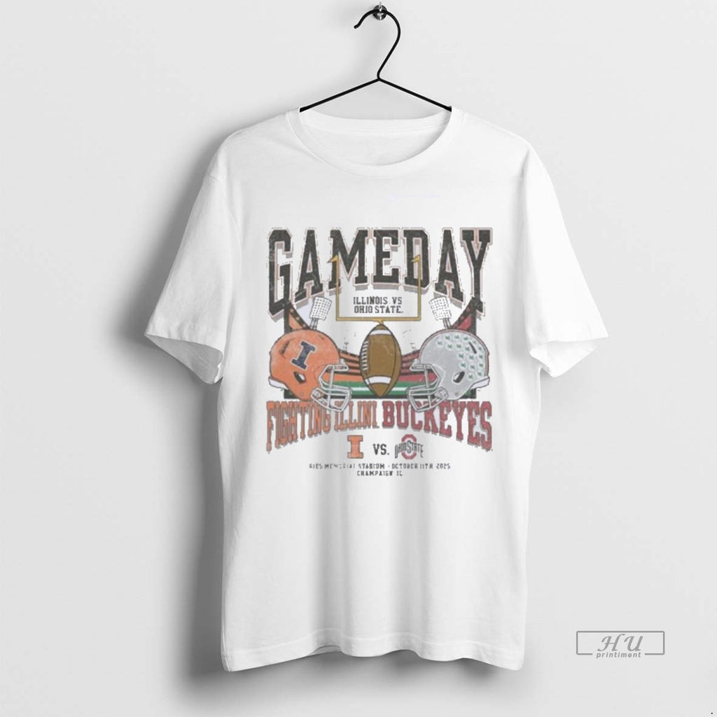 Officials Osu Vs Illinois 2025 Gameday Matchup Helmet Tee Shirt Sweater