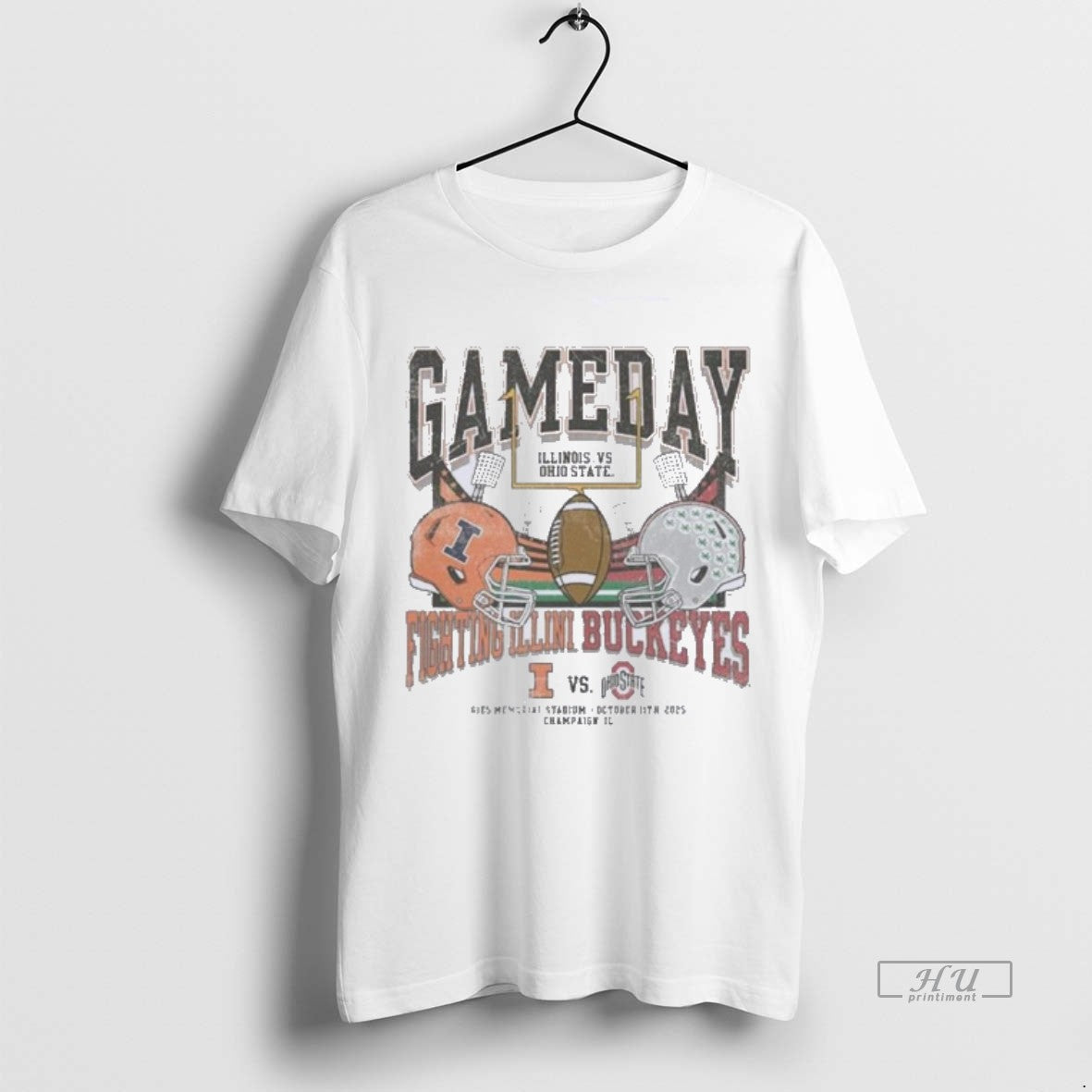 Officials Osu Vs Illinois 2025 Gameday Matchup Helmet Tee Shirt Sweater