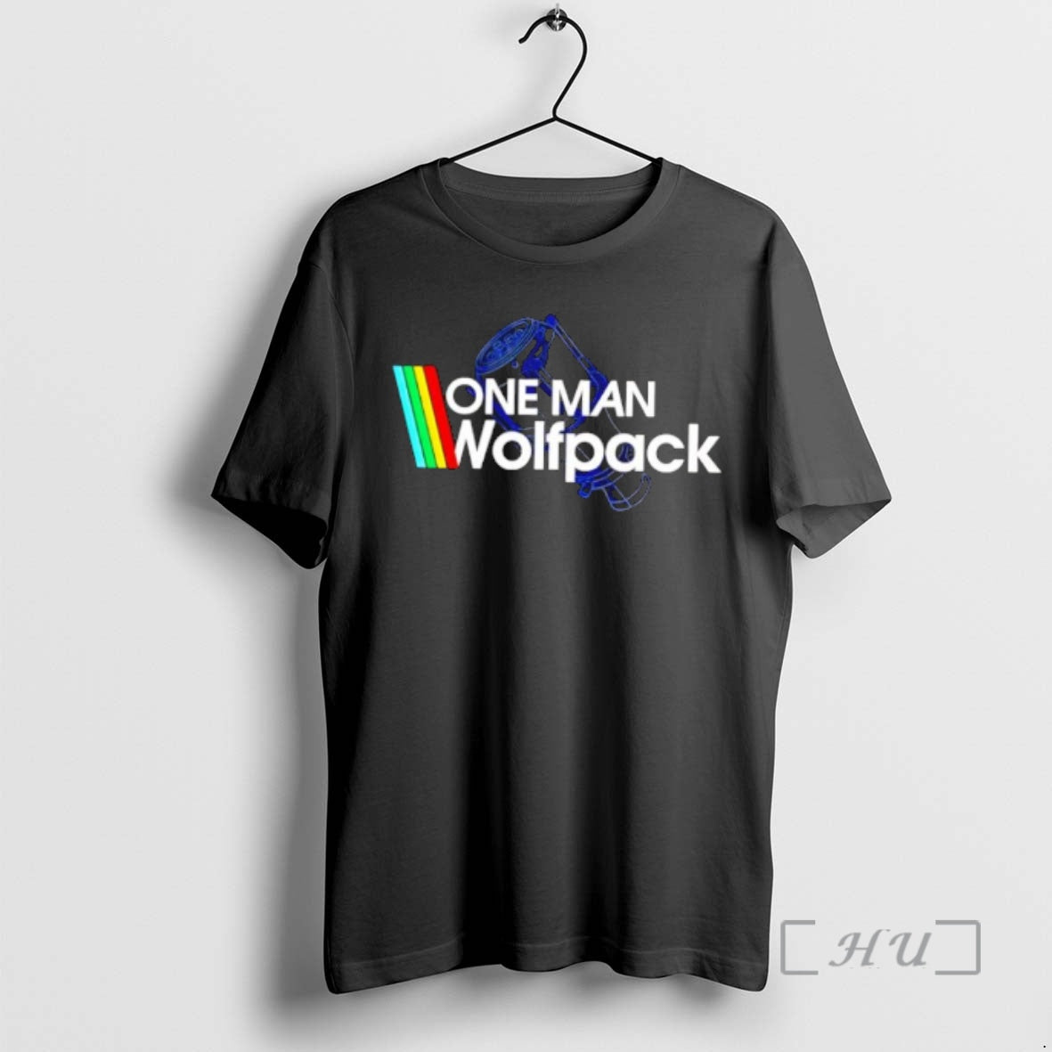 Officials One Man Wolfpack Retro Rainbow Stripes Graphic Design