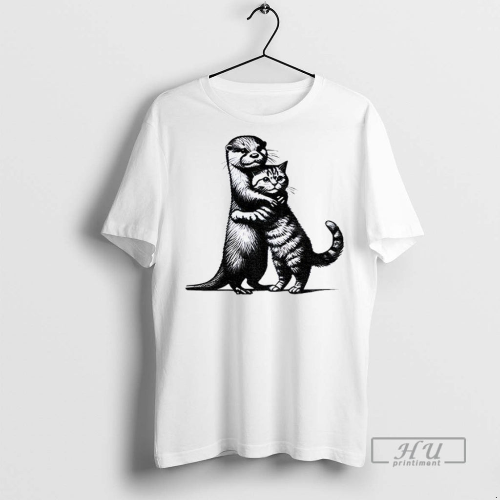 Officials Otter Hug Cat Funny Meme T Shirt Sweatshirt Hoodies