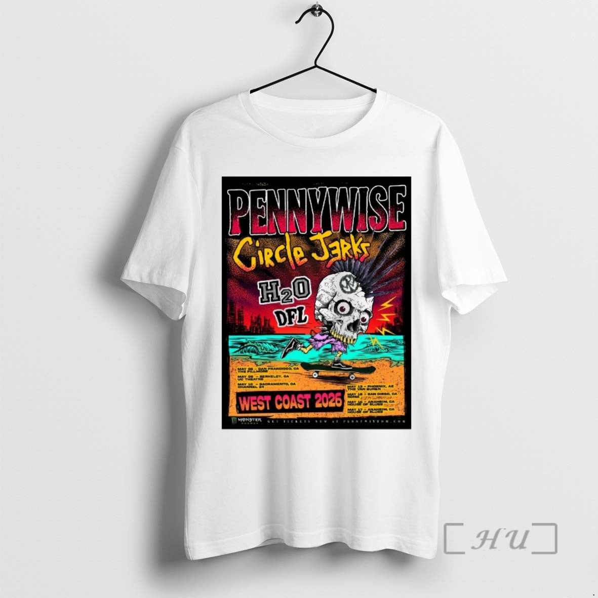 Officials Pennywise With Circle Jerks H20 And Dfl West Coast 2026 Premium T Shirts Sweater