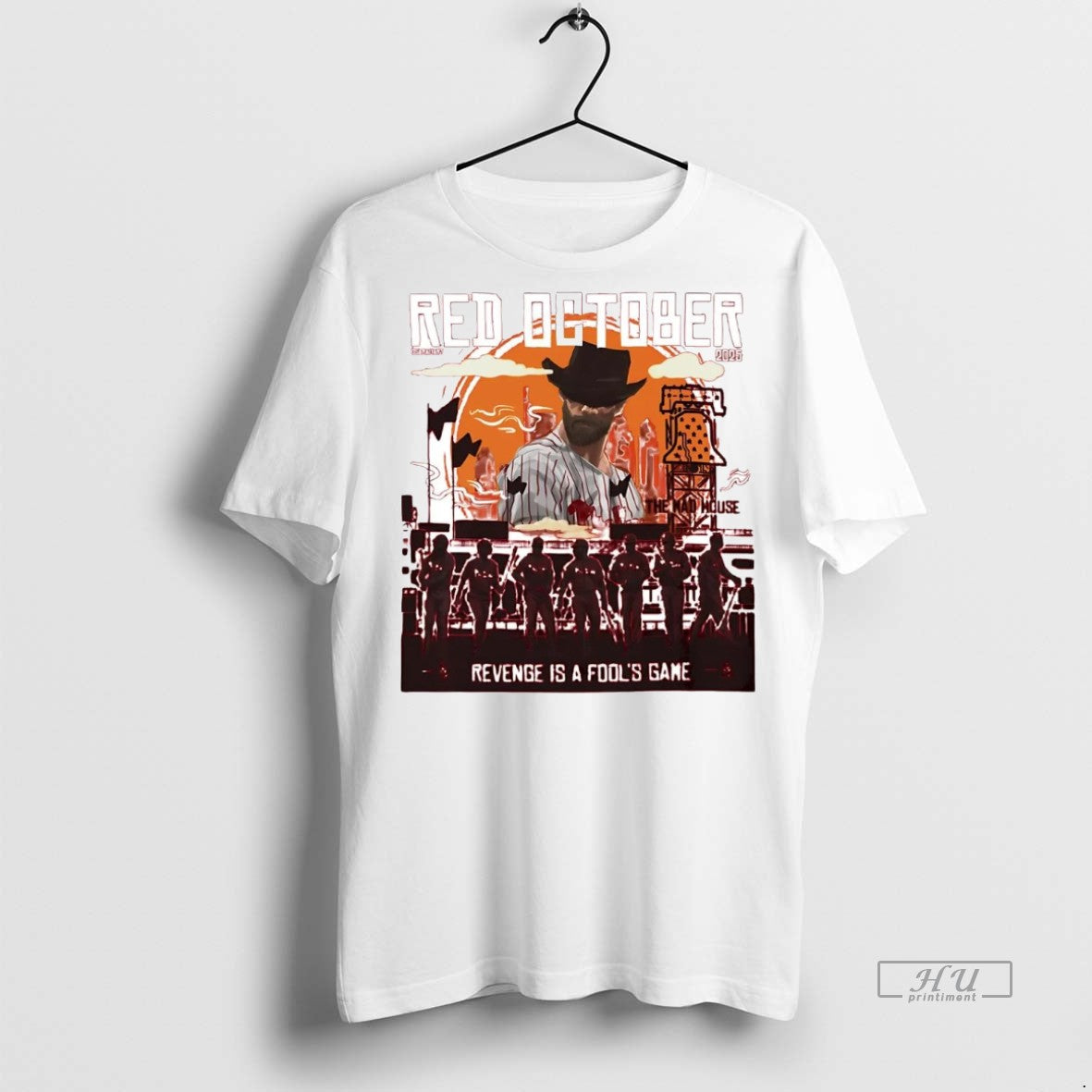 Officials Philadelphia Phillies 2025 Red October Revenge Is A Fools Game T Shirt Sweater