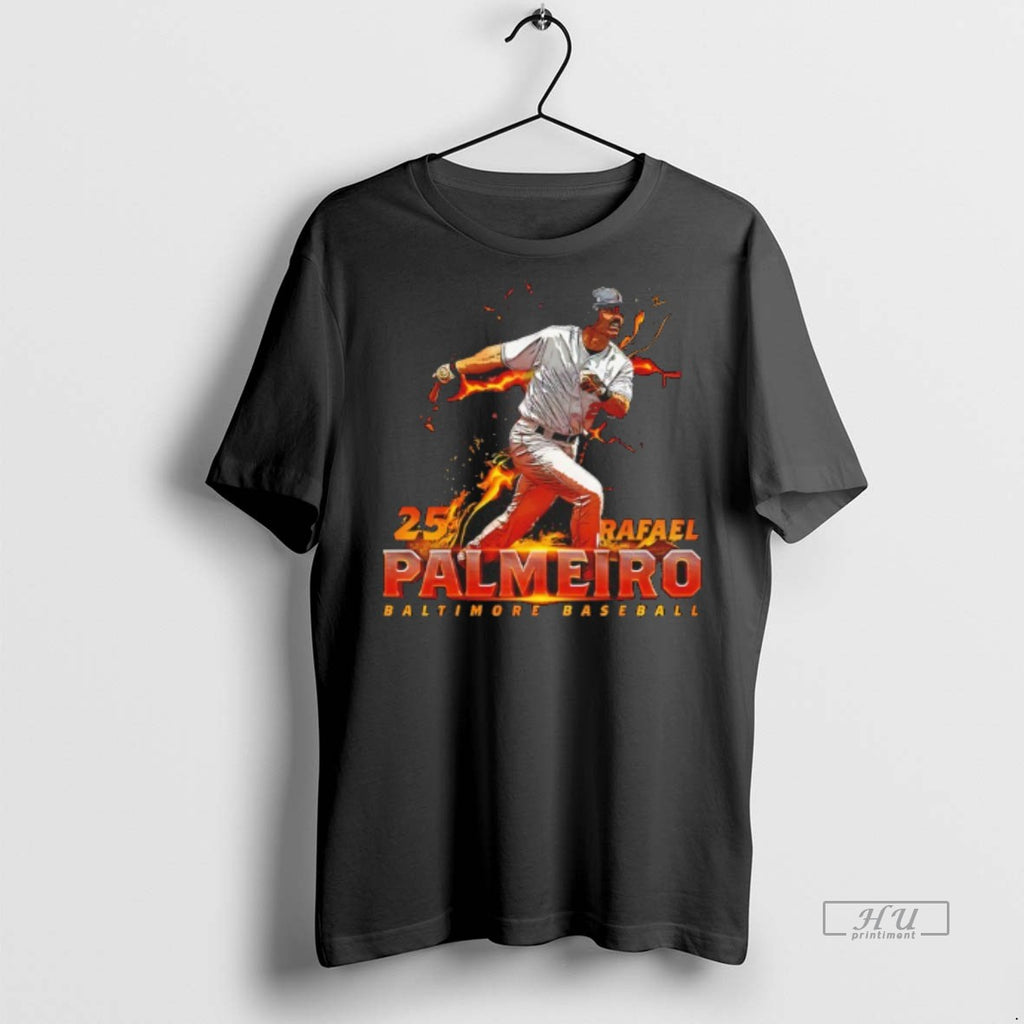Officials Rafael Palmeiro 25 Baltimore Baseball Player Name Flame Tee Shirt Sweater