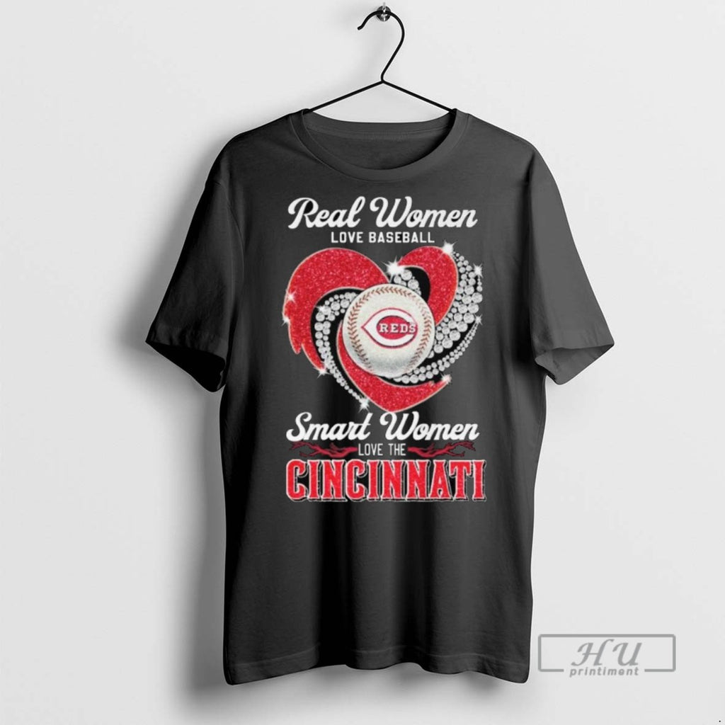 Officials Real Women Love Baseball Smart Women Love The Cincinnati Reds Diamond Heart 2025 Long
