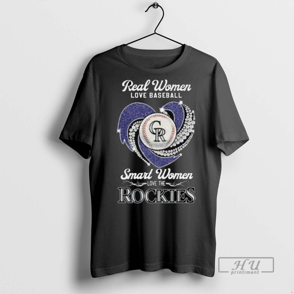 Officials Real Women Love Baseball Smart Women Love The Colorado Rockies Diamond Heart 2025 Long