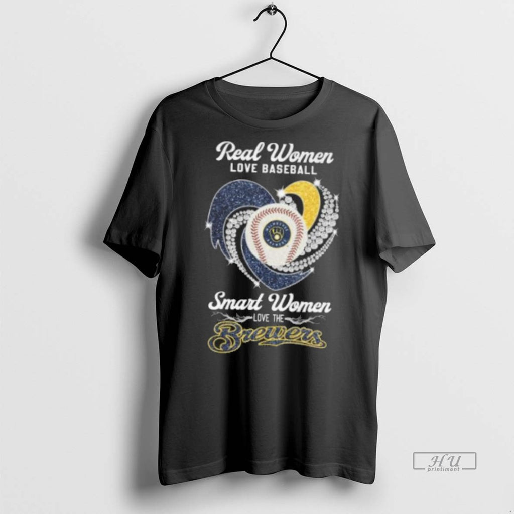 Officials Real Women Love Baseball Smart Women Love The Milwaukee Brewers Diamond Heart 2025