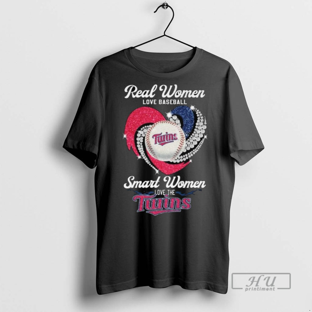 Officials Real Women Love Baseball Smart Women Love The Minnesota Twins Diamond Heart 2025 Long