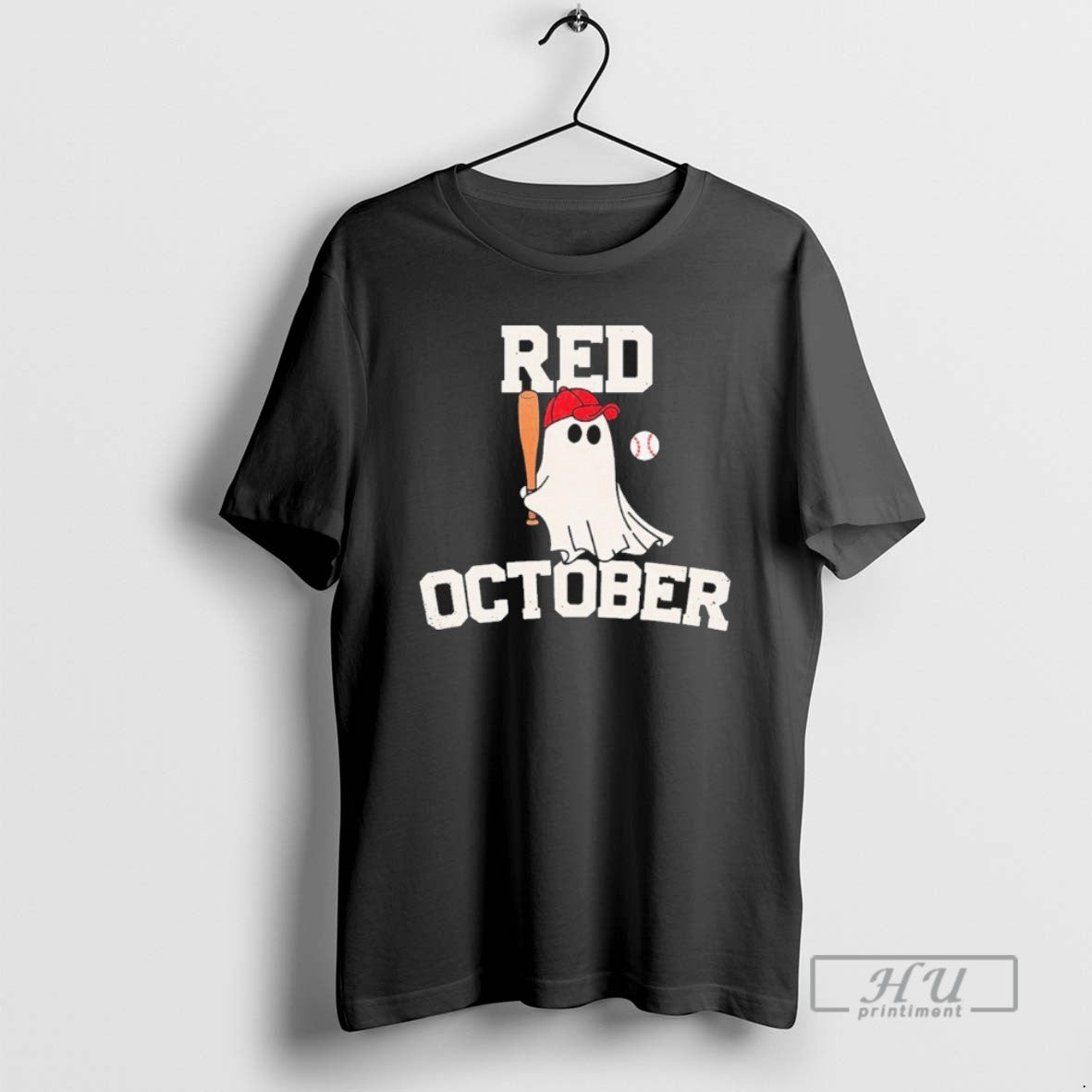Officials Red October Halloween Ghost Playing Baseball T Shirt