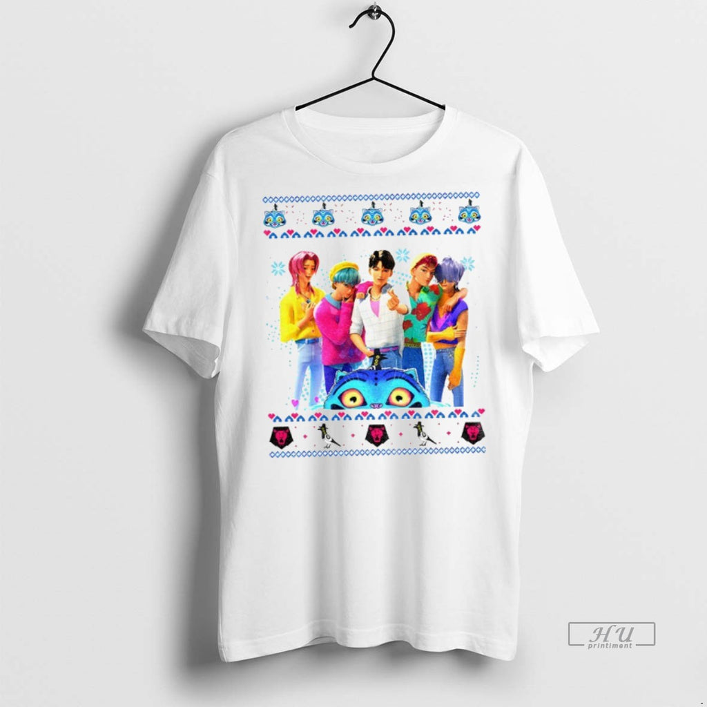 Officials Saja Boys Band Ugly Derpy The Tiger Kpop Movie Tour Christmas Tee Shirt Sweater
