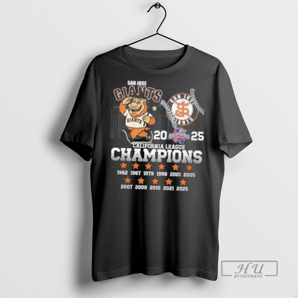 Officials San Jose Giants Mascot 2025 California League Champions T Shirt