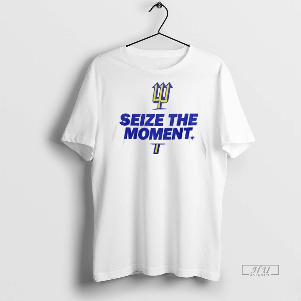 Officials Seattle Mariners Trident Seize The Moment Logo Tee Shirt Sweater