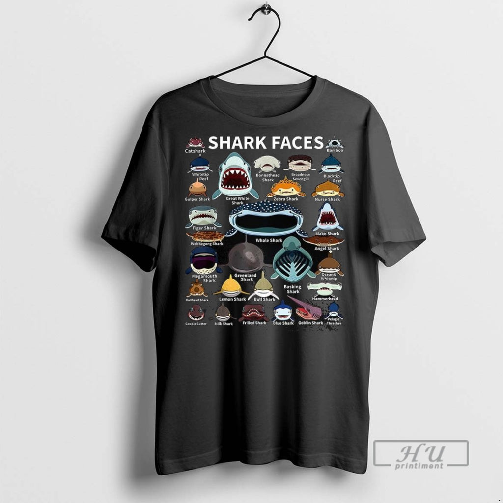 Officials Shark Faces Type Of Shark T Shirt