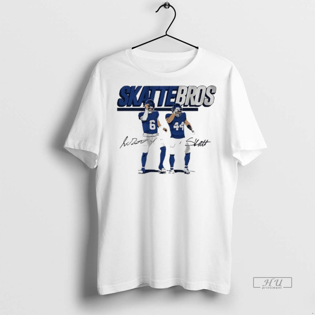 Officials Skattebros Jaxson Dart And Cam Skattebo New York Giants Signatures Tee Shirt Sweater