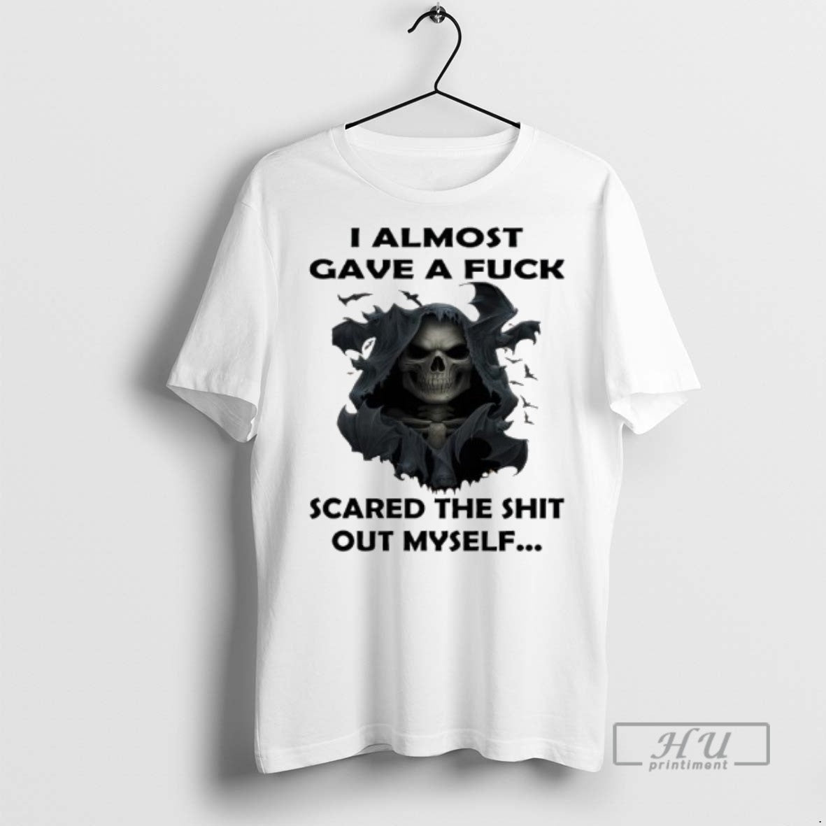 Officials Skeleton I Almost Gave A Fuck Scared The Shit Out Myself T Shirt
