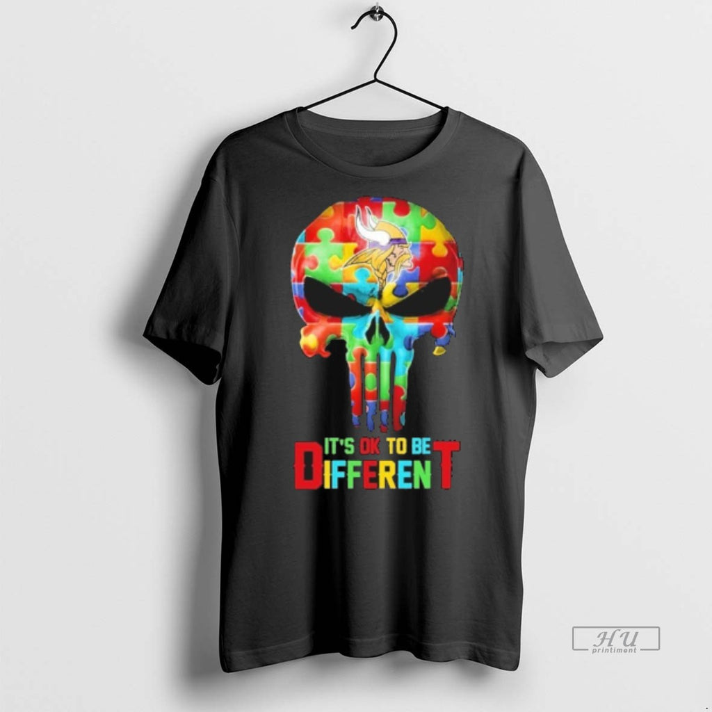 Officials Skull X Minnesota Vikings Autism Its Ok To Be Different Tee Shirt Sweater