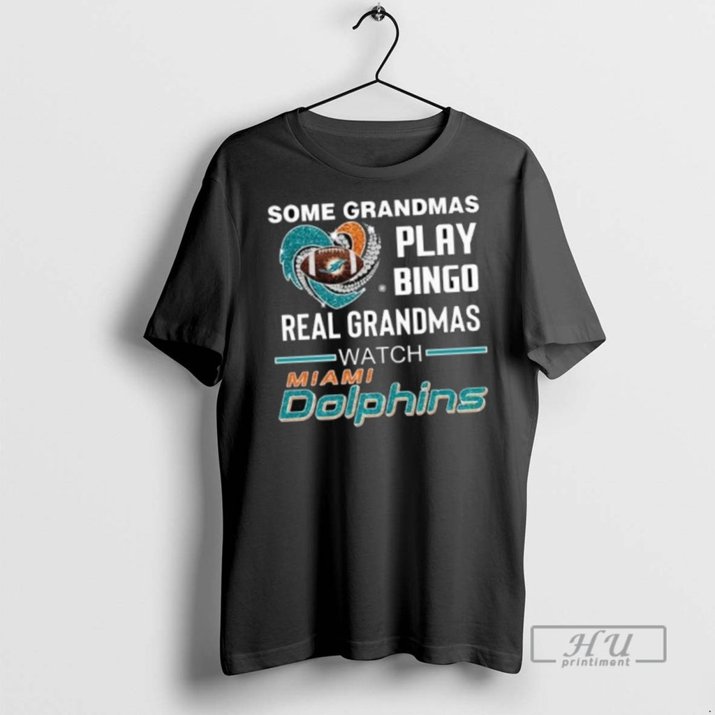 Officials Some Grandmas Play Bingo Real Grandmas Watch Miami Dolphins Diamond Heart 2025 Long Sleve