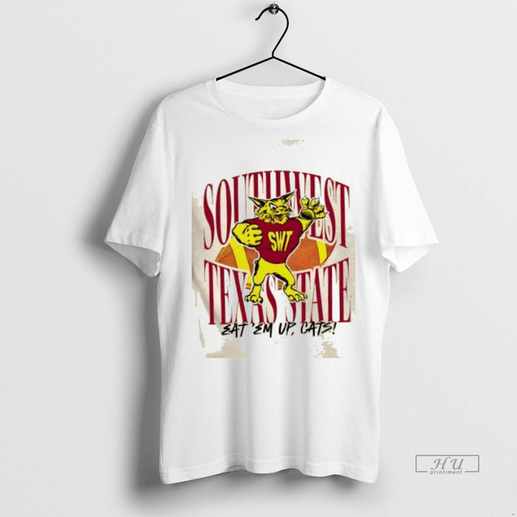 Officials Southwest Texas State 1990s Mascot Eat Em Up Cats Shirt Sweater