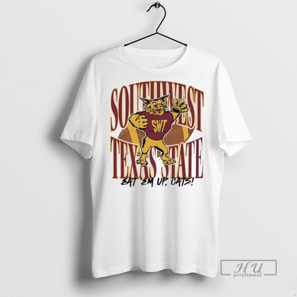 Officials Southwest Texas State Eat Em Up Cats 1990s Mascot T Shirts