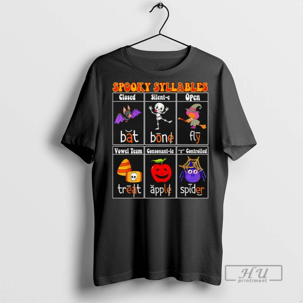 Officials Spooky Syllables Teacher Halloween Educational Kids T Shirts