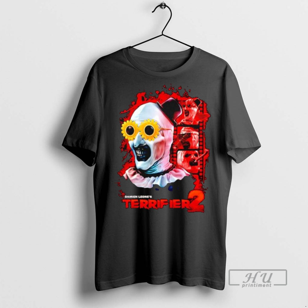 Officials Terrifier 2 Damien Leone Art The Clown T Shirt Sweatshirt Hoodies