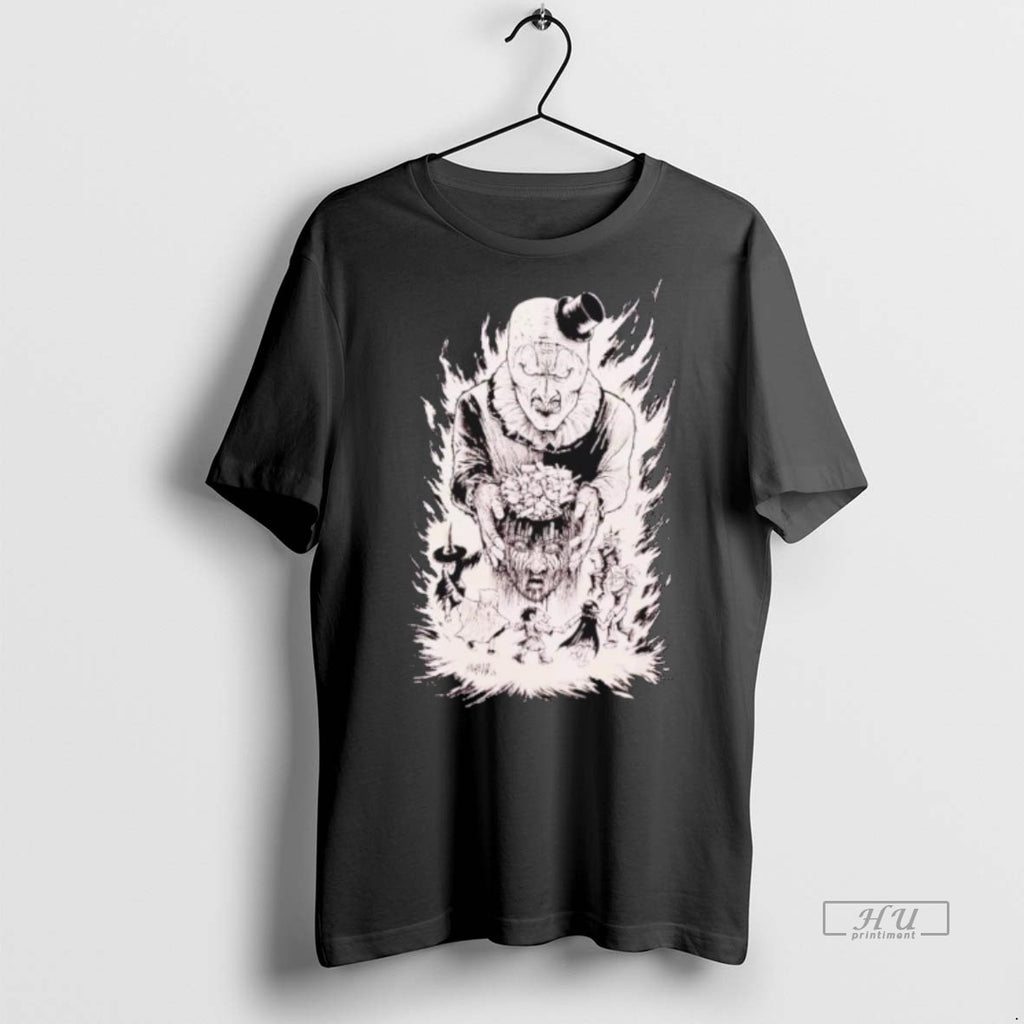 Officials Terrifier Art The Clown Candy Head Tee Shirt Sweater