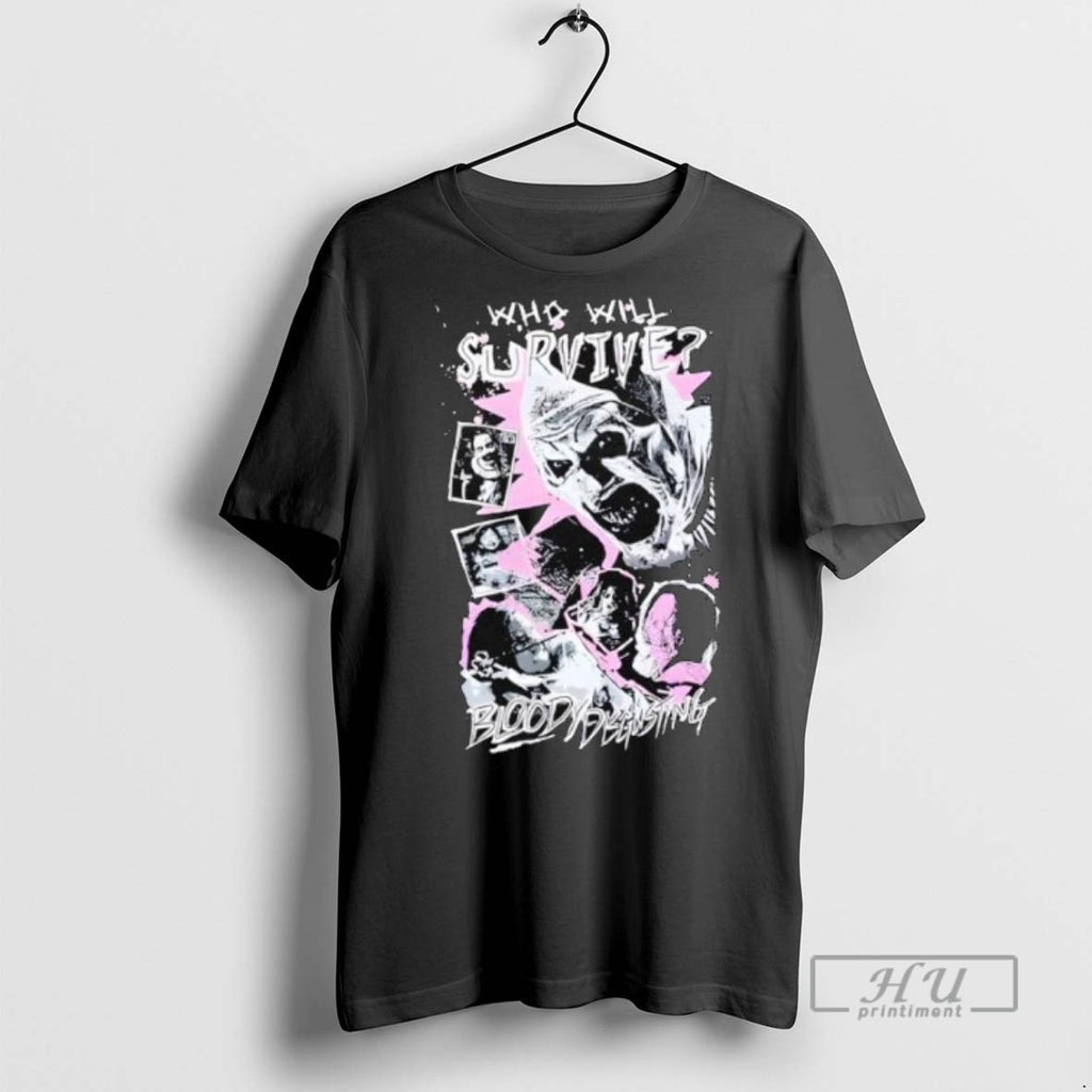 Officials Terrifier X Bloody Disgusting Who Will Survive T Shirt Sweatshirt Hoodies