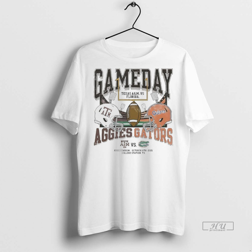Officials Texas Am Aggies Vs Florida Gators 2025 Game Day Helmet Tee Shirt Sweater