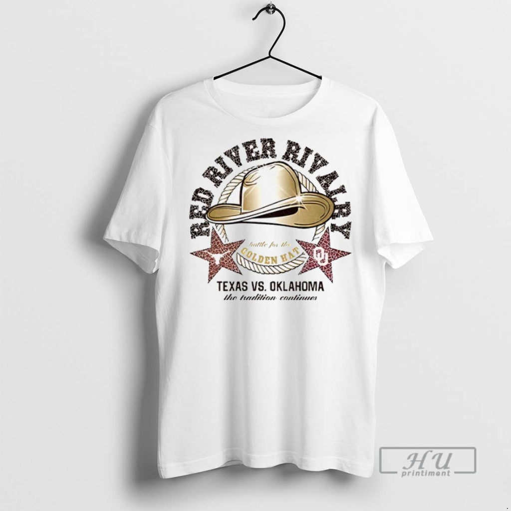 Officials Texas Longhorns Vs Oklahoma Sooners Red River Rivalry Golden Hat T Shirt Sweatshirt Hoodies